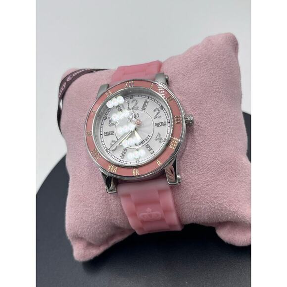 Juicy Couture HRH 1900615 Ladies Pink‎ Silicone Band Pave Watch New Battery main image 10